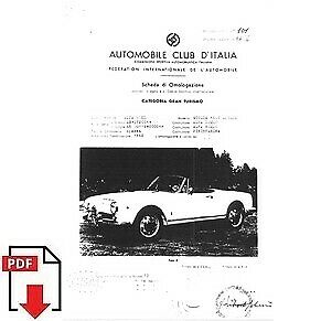 1963 Alfa Romeo Giulia 1600 Spider FIA homologation form PDF download (ACI)